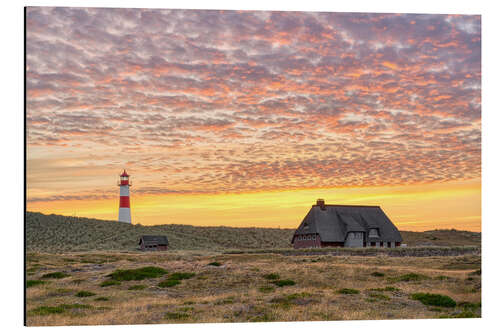 Tableau en aluminium Lighthouse in the sunset on Sylt, Germany