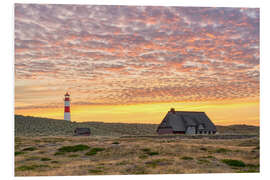 Foam board print Lighthouse in the sunset on Sylt, Germany