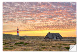 Sticker mural Lighthouse in the sunset on Sylt, Germany