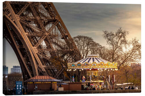 Canvas print A carousel at the Eiffel Tower, Paris