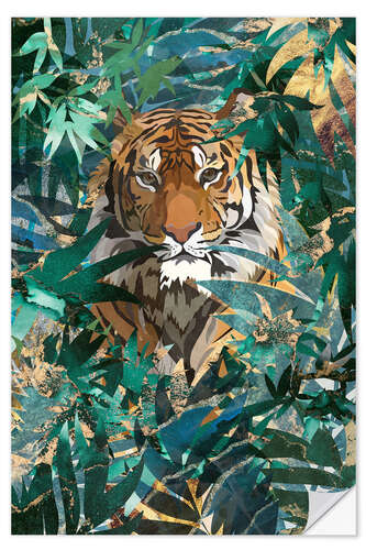 Selvklebende plakat Jungle Tiger