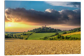 Gallery print Fields and a Castle at Sunset