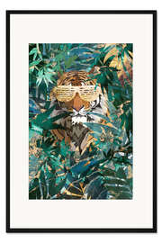 Gerahmter Kunstdruck Dschungeltiger mit Partybrille