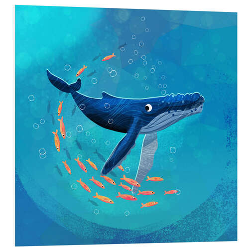 Quadro em PVC Humpback whale with school II