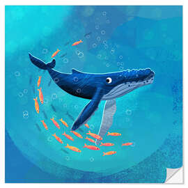 Selvklebende plakat Humpback whale with school II