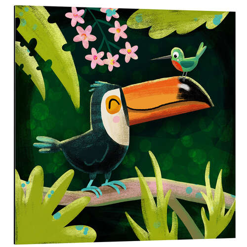 Aluminium print Toucan and Hummingbird