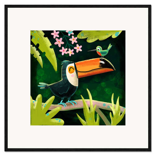 Framed art print Toucan and Hummingbird