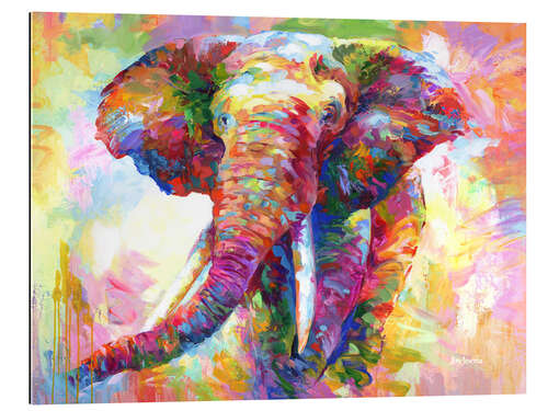 Tableau en plexi-alu Happy Colourful Elephant Portrait