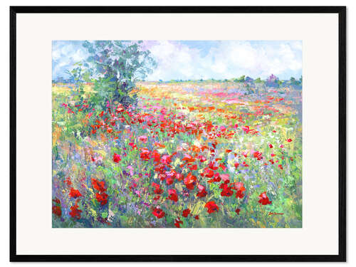 Gerahmter Kunstdruck Toskanisches Wildblumenfeld