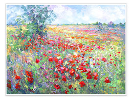 Poster Toskanisches Wildblumenfeld