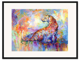Gerahmter Kunstdruck Farbenfroher Leopard II