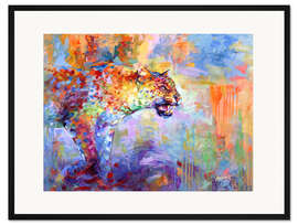 Gerahmter Kunstdruck Farbenfroher Leopard