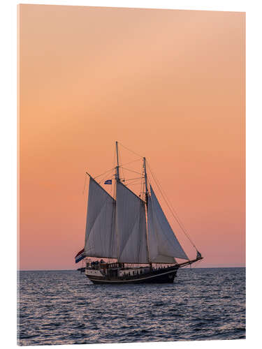 Acrylglasbild Segelschiff im Sonnenuntergang auf der Hanse Sail