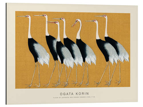 Aluminium print Flock of Japanese Red Crown Cranes