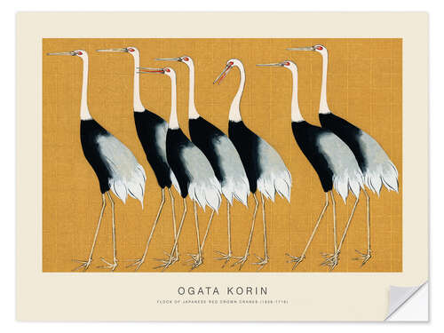 Sticker mural Flock of Japanese Red Crown Cranes