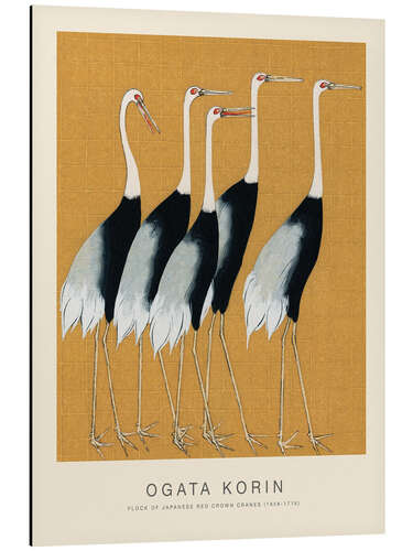 Alubild Flock of Japanese Red Crown Cranes (Detail)