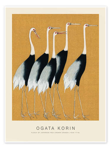 Poster Flock of Japanese Red Crown Cranes (detail)