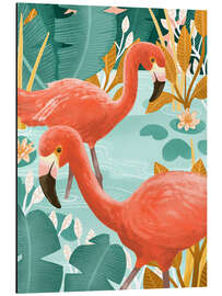 Alubild Flamingos im Wasser