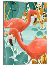 Gallery print Flamingos in the water