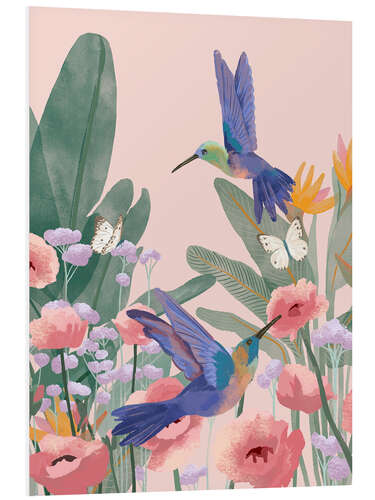 Foam board print Hummingbirds and flowers