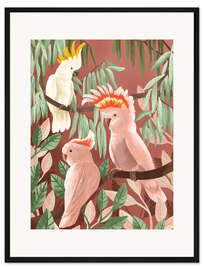 Gerahmter Kunstdruck Kakadus auf Zweigen