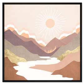 Gerahmter Kunstdruck Fluß in den Bergen