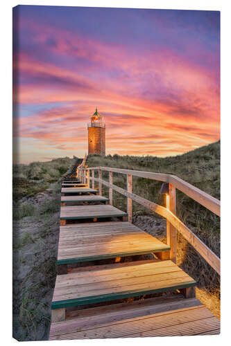 Canvas print Cross mark fire, Rotes Kliff on Sylt