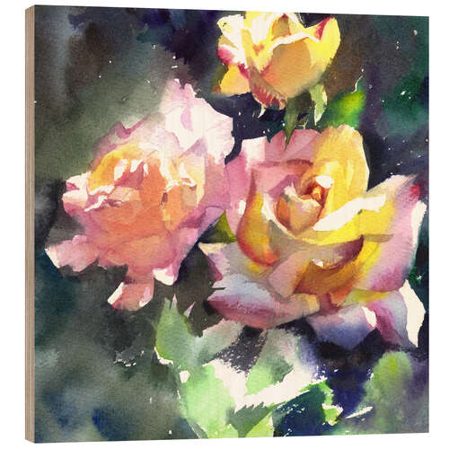 Wood print Roses in the Sunlight