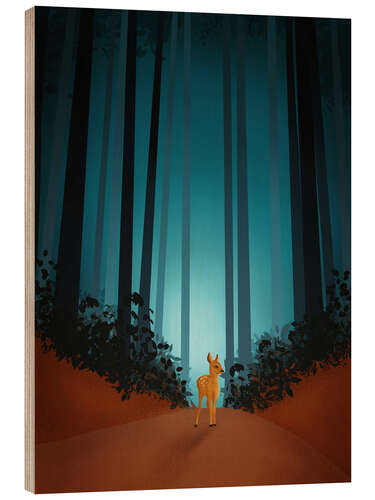 Wood print Little Deer in the Big Forest