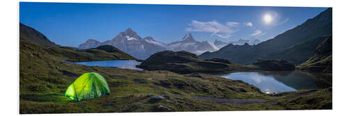 Tableau en PVC Full moon at the Bachalpsee in Switzerland