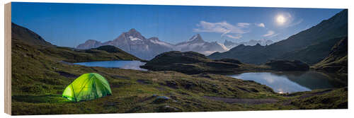 Wood print Full moon at the Bachalpsee in Switzerland