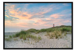Gerahmter Kunstdruck Sonnenaufgang am Ellenbogen auf Sylt