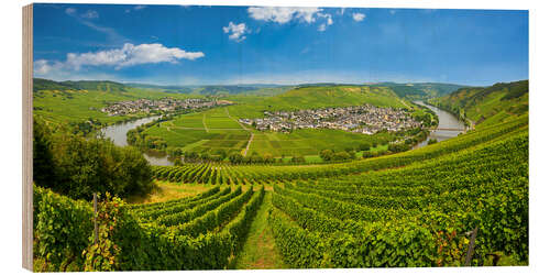 Wood print Moselle loop between Leiwen and Trittenheim