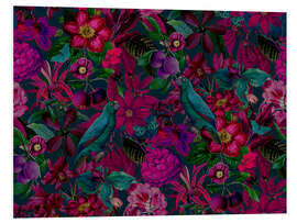 Quadro em PVC Burgundy Jungle Birds