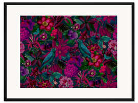 Gerahmter Kunstdruck Burgunde Dschungelvögel