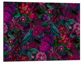 Magnettafel Burgunde Dschungelvögel