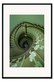 Gerahmter Kunstdruck Grüne Wendeltreppe III