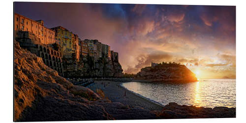 Alubild Sonnenuntergang am Strand von Tropea