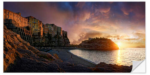 Vinilo para la pared Sunset on Tropea beach