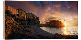 Holzbild Sonnenuntergang am Strand von Tropea