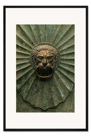 Gerahmter Kunstdruck Türklinke mit Löwenkopf