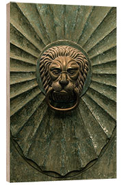 Wood print Doorknob with lion head