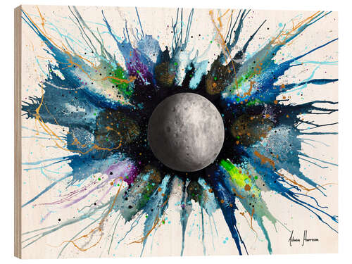 Holzbild Abstraktes Universum Zenit-Mond