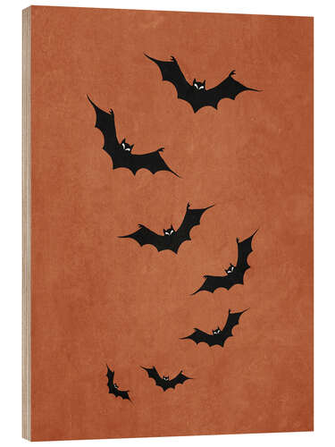 Wood print Halloween bat