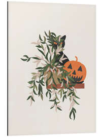 Cuadro de aluminio Halloween black cat and pumpkin