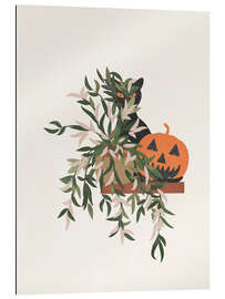 Gallery print Halloween black cat and pumpkin