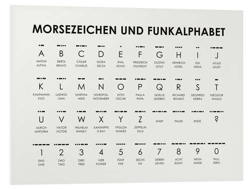 Foam board print Morse Code and Radio Alphabet (German and English)