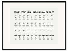 Gerahmter Kunstdruck Morsezeichen und Funkalphabet (Deutsch und Englisch)