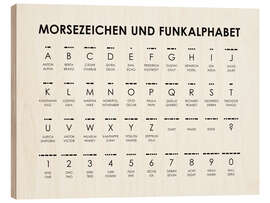 Hout print Morse Code and Radio Alphabet (German and English)