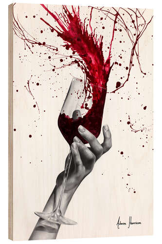 Wood print Deep Red Wine